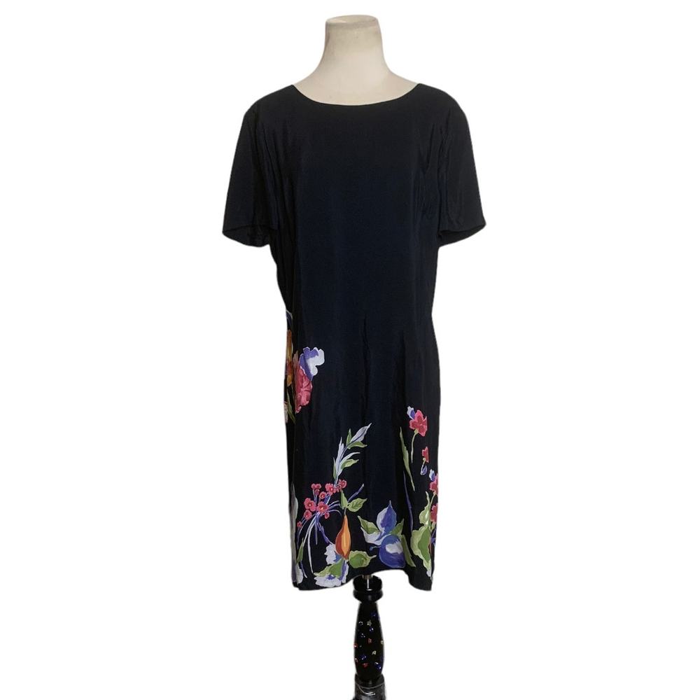 Walter black short sleeves floral mini dress size 14